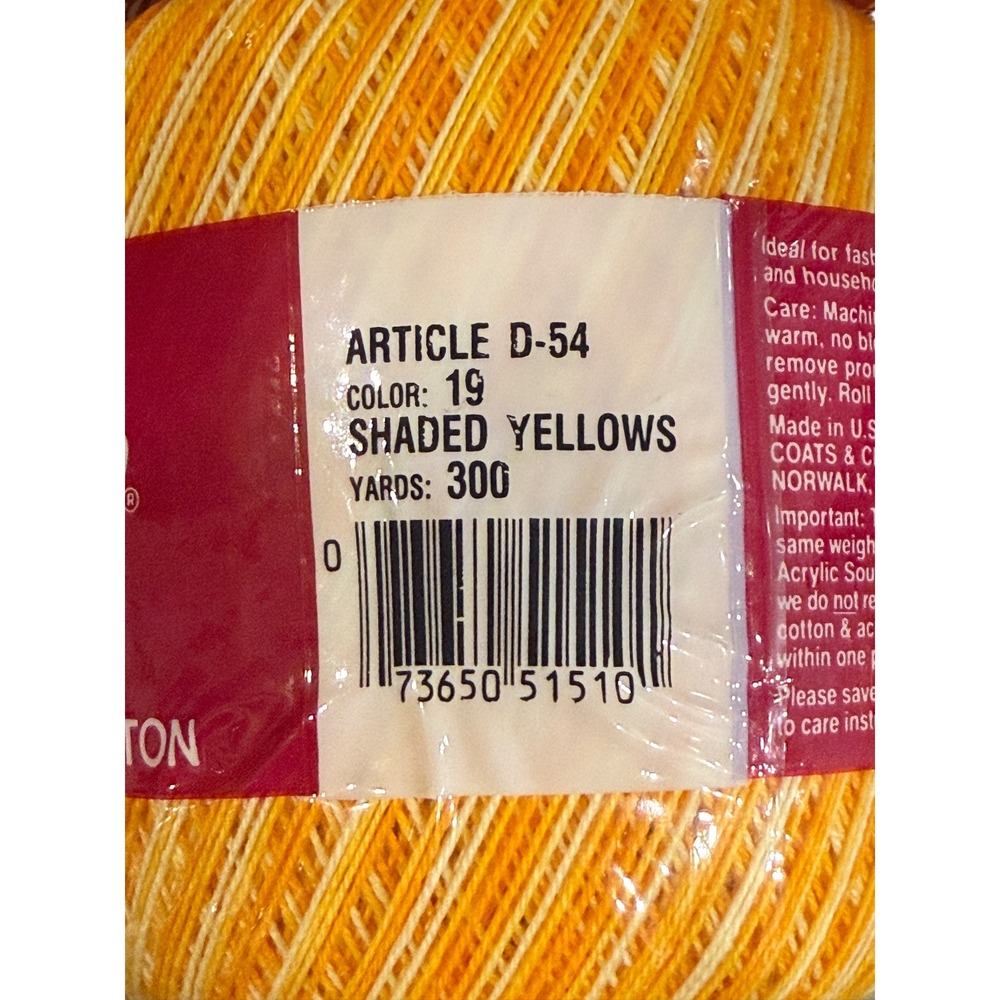 South Maid Shaded Yellows Crochet Thread 100% Mercerized Cotton Lot of 3 - Picture 3 of 3